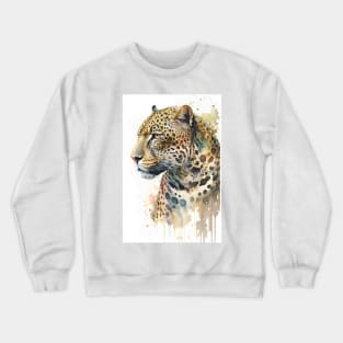 Watercolor Leopard Portrait Crewneck Sweatshirt